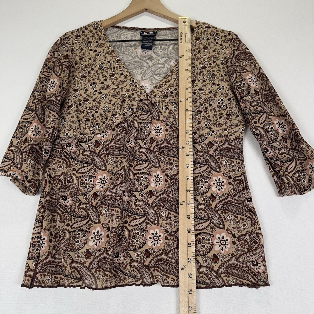 Vintage Route 66 Top Womens M Brown Paisley Empire Waist Fairy Grunge Whimsigoth - Picture 14 of 14